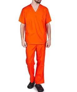 M&M Scrubs Scrub Set Top/Bottom Orange Uniforms & Occupations