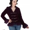 Hearts & Roses London Gloria Jacket In Purple Velvet Plus Size