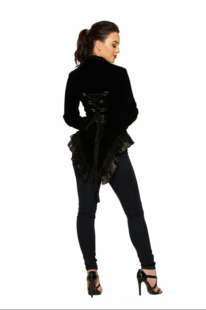 Hearts & Roses London Gloria Jacket In Black Velvet Plus Size Pirate & Medieval/Renaissance 4 Hearts & Roses London Gloria Jacket In Black Velvet Plus Size Pirate & Medieval/Renaissance