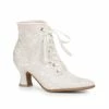 Ellie Shoes 2.5" Heel Ivory Lace Boot Women's Shoes