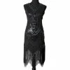 Western Fashion Flapper Art Deco Black AB Sequins