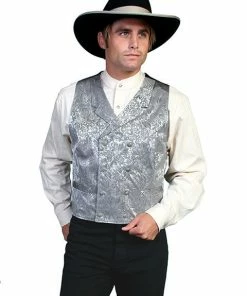 Scully Range Wear Double-Breasted Silk Vest In Black Or Grey