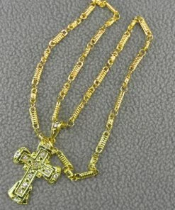Western Fashion Rhinestone Cross And Chain Necklace