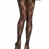 Leg Avenue Pantyhose Floral Lace Black Hosiery & Lingerie