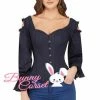 The Corset Company Corset Blouse Cold Shoulder Navy