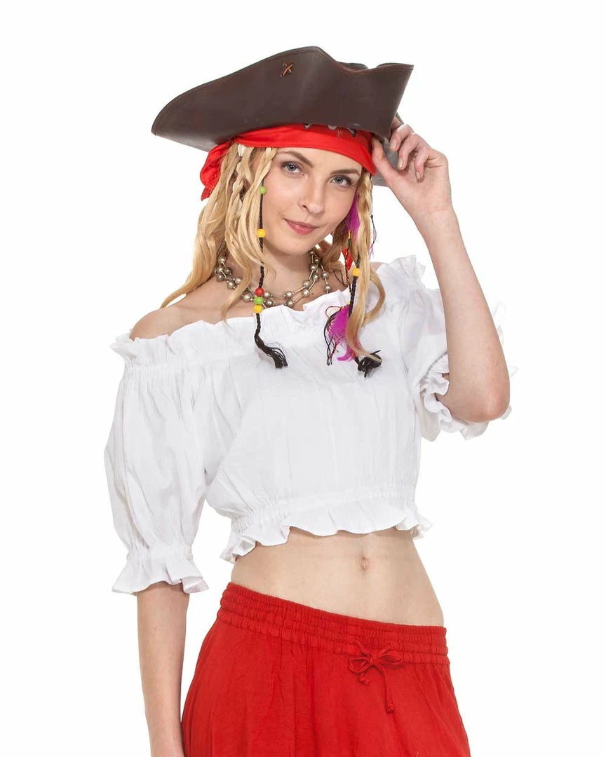 Pirate Dressing Cropped Cotton Blouse White 3 Pirate Dressing Cropped Cotton Blouse White