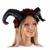 KBW Global Corp Headband With Roses And Horns In Black Or Red Horns & Antlers