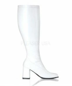 Ellie Shoes GoGo White Patent Boots Wide Calf Women's Shoes