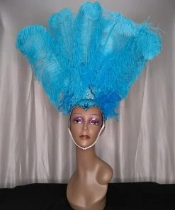 Boa Novelty Feather Showgirl Headpiece Turquoise