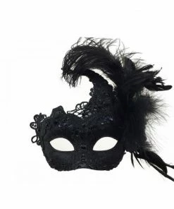 KBW Global Corp Masquerade Masks Mask Lace W/ Feathers On Side