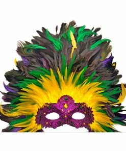 KBW Global Corp Venetian Mask With Coque & Peacock Feathers Masquerade Masks