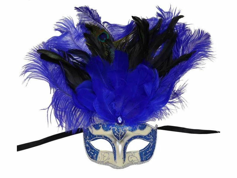 KBW Global Corp Masquerade Masks Mask W/ Feathers In 3 Colors 4 KBW Global Corp Masquerade Masks Mask W/ Feathers In 3 Colors