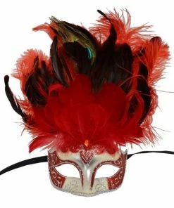 KBW Global Corp Masquerade Masks Mask W/ Feathers In 3 Colors 8 KBW Global Corp Masquerade Masks Mask W/ Feathers In 3 Colors
