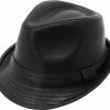 Dorfman Pacific Snap Brim Fedora Black Pleather Fedoras, Homburgs & Pork Pies 2 Dorfman Pacific Snap Brim Fedora Black Pleather Fedoras, Homburgs & Pork Pies