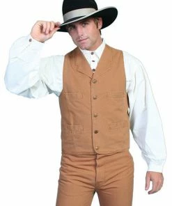 Scully Range Wear Tan Canvas Notched Lapel Vest Steampunk & Victorian