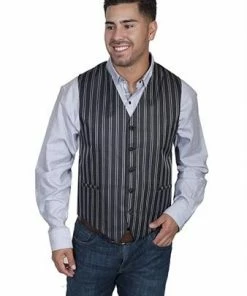 Scully Range Wear Plus Size Double Pinstripe Vest