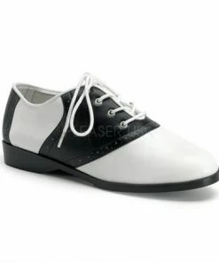 Pleaser Saddle Shoe Flat Sole BLK-WHT Women's Shoes