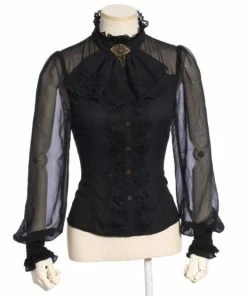 Western Fashion Black Steampunk Shirt Steampunk & Victorian