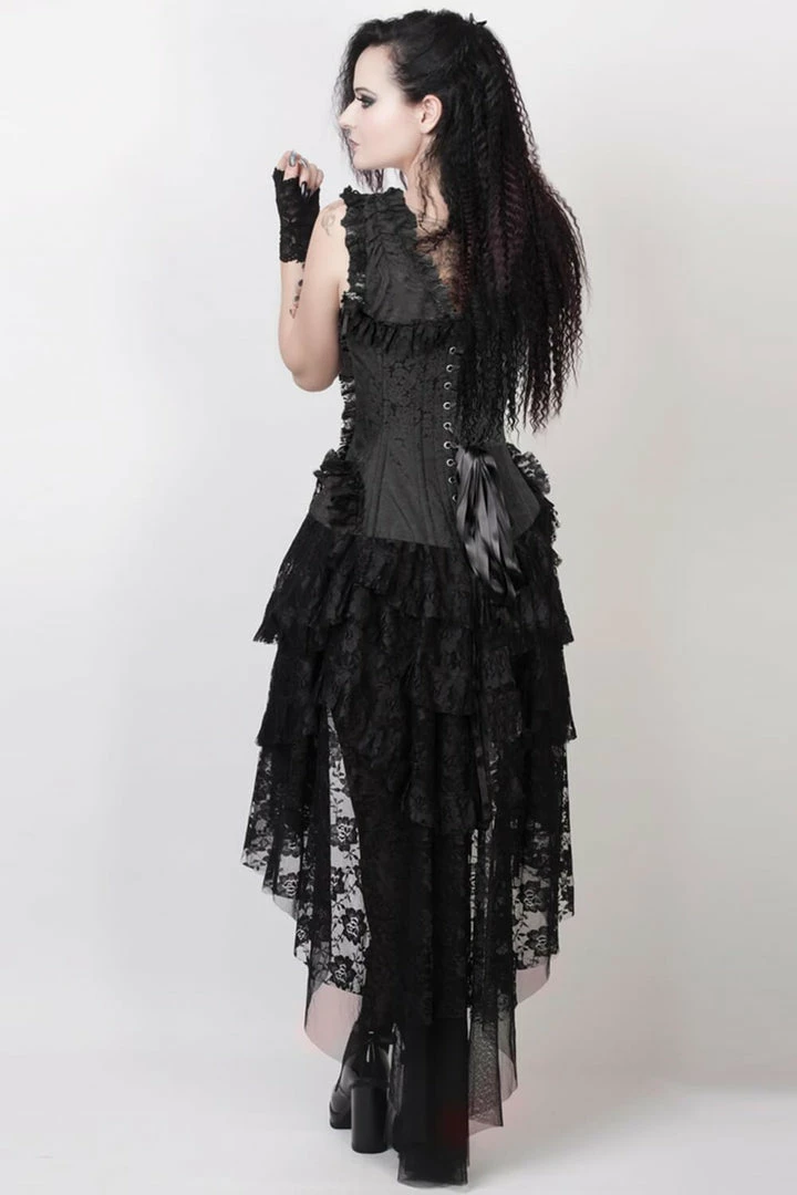 The Corset Company Corsets & Corset Dresses Corset Dress Black Lace And Brocade With High-Lo Skirt 4 The Corset Company Corsets & Corset Dresses Corset Dress Black Lace And Brocade With High-Lo Skirt