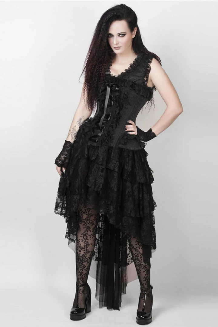 The Corset Company Corsets & Corset Dresses Corset Dress Black Lace And Brocade With High-Lo Skirt 3 The Corset Company Corsets & Corset Dresses Corset Dress Black Lace And Brocade With High-Lo Skirt