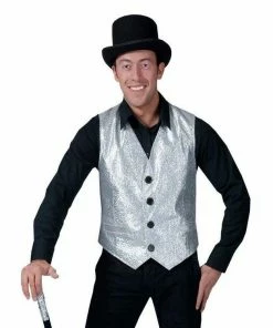 Funny Fashions Show Biz Vest Silver Metallic Circus & Animals