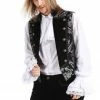Pentagramme Gothique Black And Silver Waistcoat Gothic Royalist