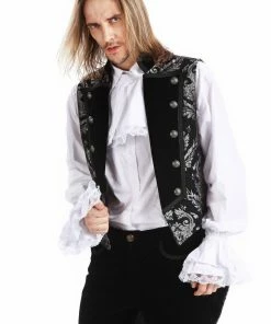 Pentagramme Gothique Black And Silver Waistcoat Gothic Royalist